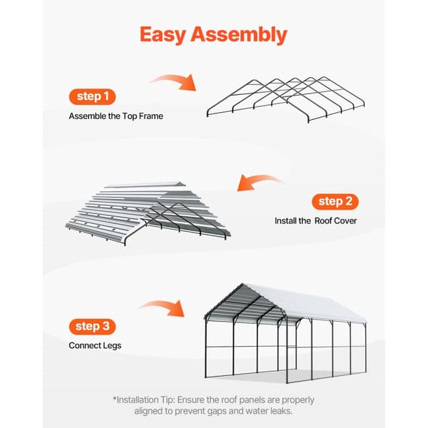 Metal Carport 12' x 20', Heavy Duty Udendørs Garage, Robust, Velegnet til både, Beskyttelse mod vejr og UV-stråler