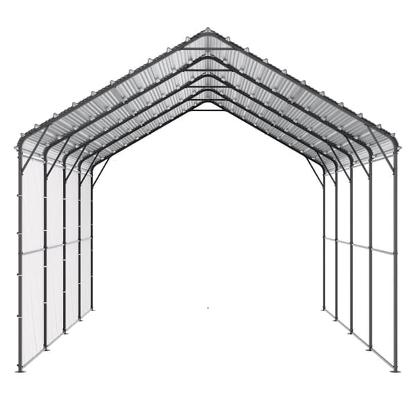 Metal Carport 12' x 20', Heavy Duty Udendørs Garage, Robust, Velegnet til både, Beskyttelse mod vejr og UV-stråler