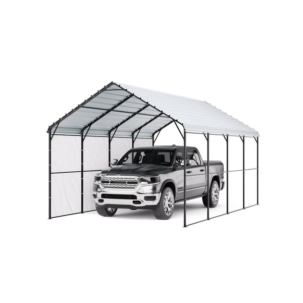 12' x 20' Metallinen Autokatos, Raskaskäyttöinen Autotallimalli, Suojaa Autoja ja Veneitä