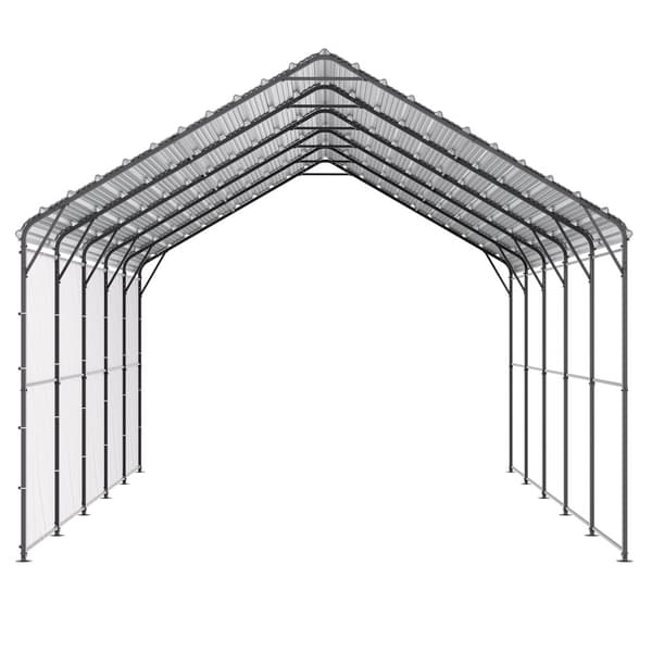 13' x 26' Metal Carport, Heavy Duty Udendørs Garageskjul, Beskyttelse til biler, vejrbestandig, holdbar konstruktion