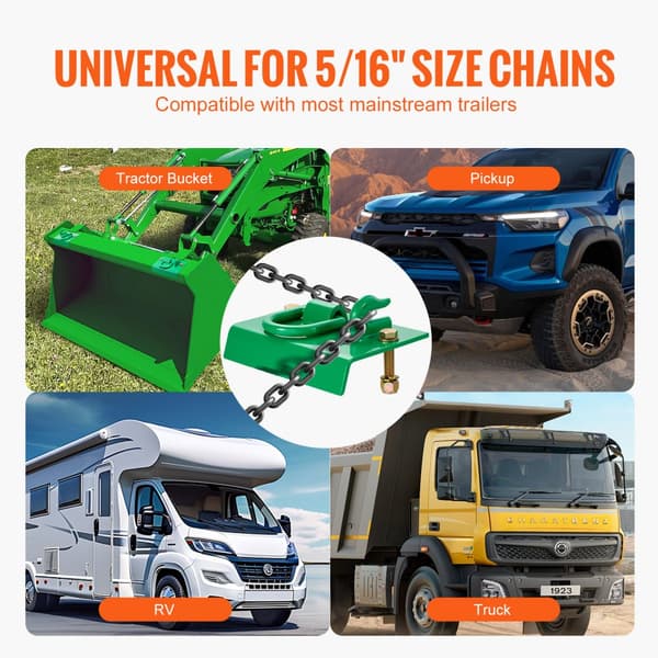 Traktorskopkrokar 5/16, Grad 70 Stålgripkrokar, 12000 lbs för RV och UTV