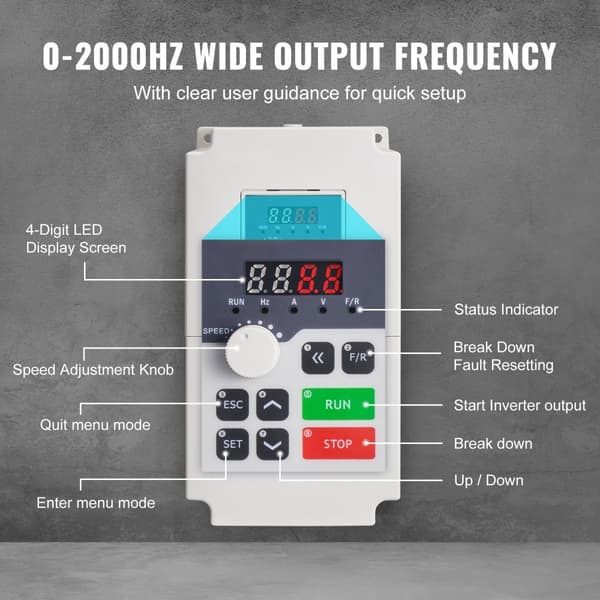 VFD 5HP 4KW, 3-faset AC 380V, Indgang til 3-faset 0-380V, 0-2000Hz, energieffektiv motorstyring