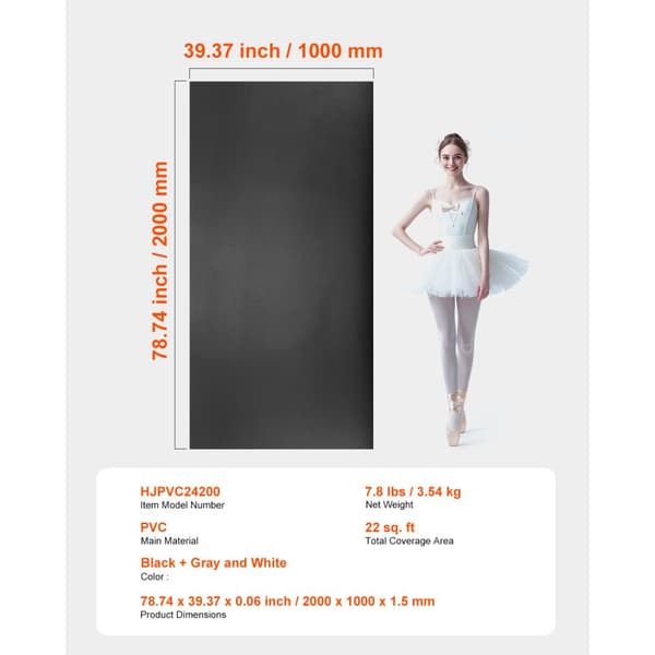 Kuntosalin lattiapäällystesarja 6,6 x 3, PVC-joogamatto, Pilates-kuntovälineet