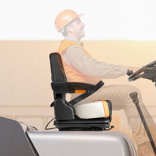 Universal Gaffeltruckssäte, Nedfällbart Traktorfjädrat Sits, Justerbar Ryggstöd