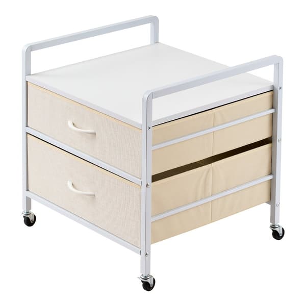 Mini Kylskåp Bord, Förvaringsställ, Vit , 2 lådor, Kapacitet 176 lbs
