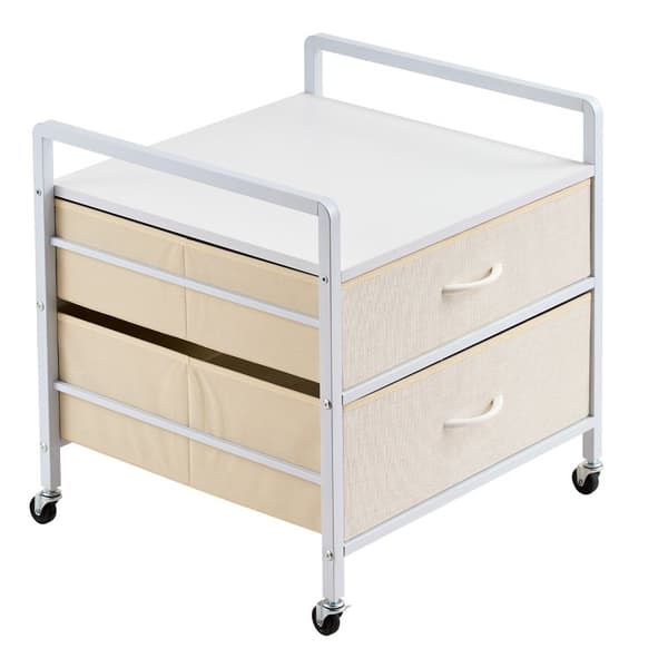 Mini Kylskåp Bord, Förvaringsställ, Vit , 2 lådor, Kapacitet 176 lbs