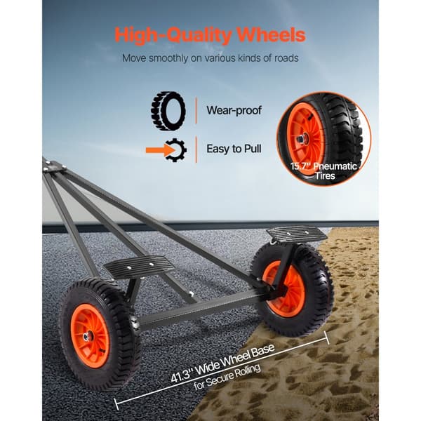 Venetraileri Dolly Mover 420 lbs, Pituus Säädettävä 15,7 in, Pneumaattisilla Renkailla