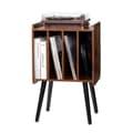 Miniatyrbillede 1 af 11: Pladespillerstativ, 2-etagers træt vinylholder, plads til op til 100 albums, brun, stilfuldt design, robust konstruktion