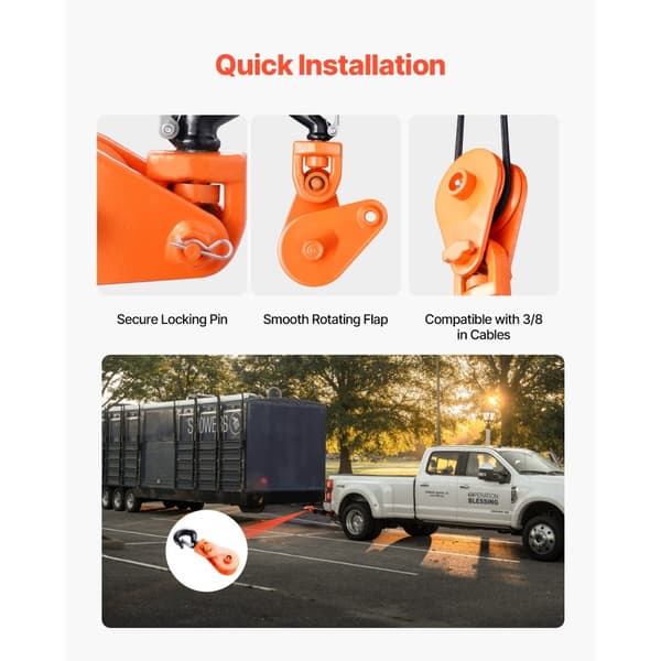 2 Tons Ryckblock, med Vridbar Krok 74 mm, Lyftande Rollback, Robust Pulleysystem