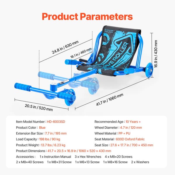 Zig-Zag Motion Drift Cart, Ride-on Scooter til børn 10+, sjov og sikker kørsel, letvægtig, holdbar design