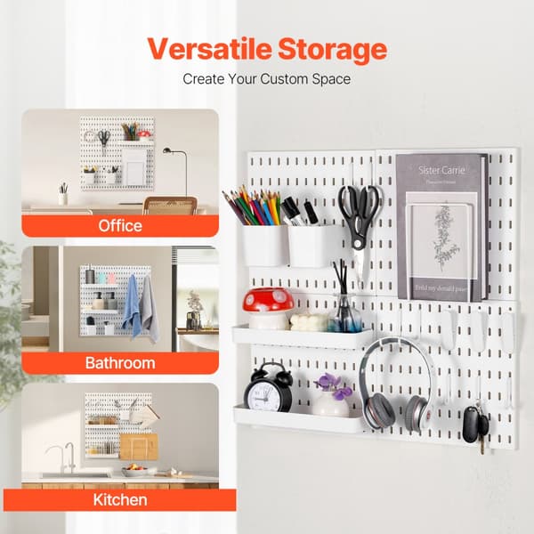 Pegboard Kombinationsset 11 x 11, Plast Pegboard 4 Paneler, Perfekt för Hemmet, Vit Färg