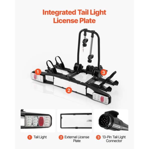 Cykelstativ til 2 cykler, Foldbar Hitch Cykelholder, Passer til 5 cm modtagere