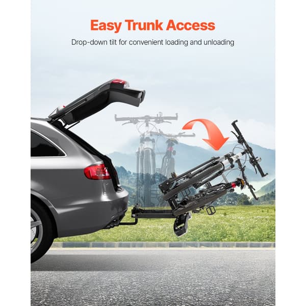 Cykelstativ til 2 cykler, Foldbar Hitch Cykelholder, Passer til 5 cm modtagere