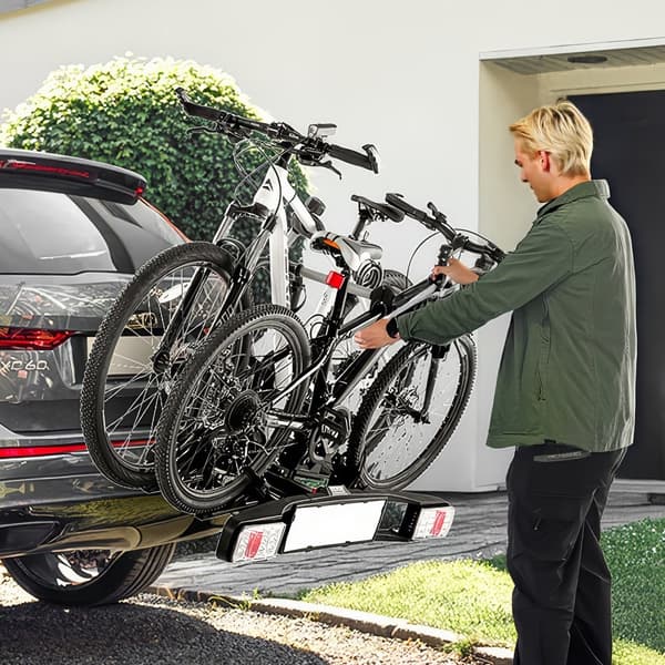 Cykelstativ til 2 cykler, Foldbar Hitch Cykelholder, Passer til 5 cm modtagere
