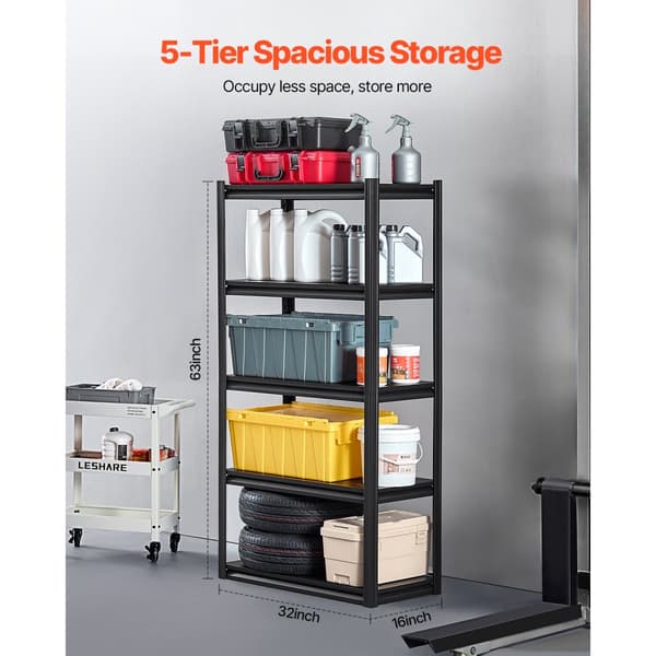 Opbevaringshylder 40cm D x 81cm B x 160cm H, 5-lags, Garageopbevaringsreoler, Robust Konstruktion