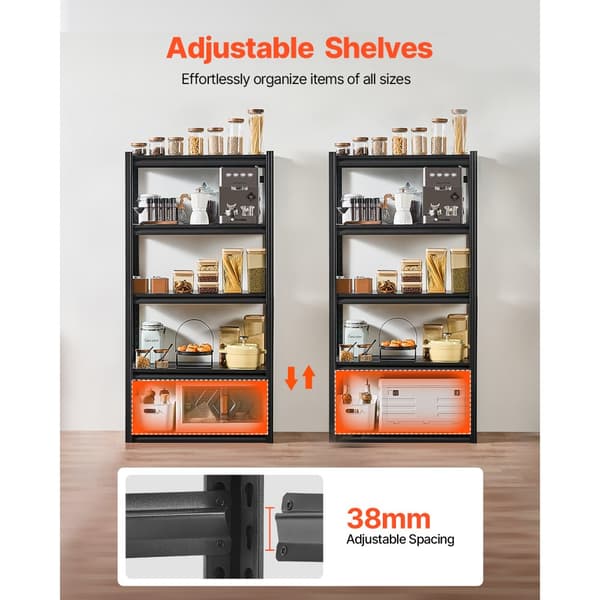 Opbevaringshylder 40cm D x 81cm B x 160cm H, 5-lags, Garageopbevaringsreoler, Robust Konstruktion