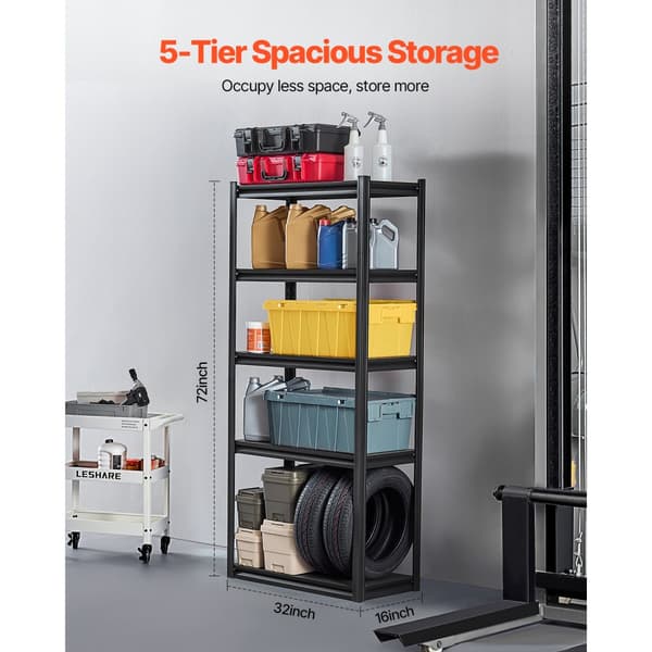 Opbevaringshylder 40x81x182cm, 5-lags Garageopbevaring, Robust Konstruktion, Let Samling