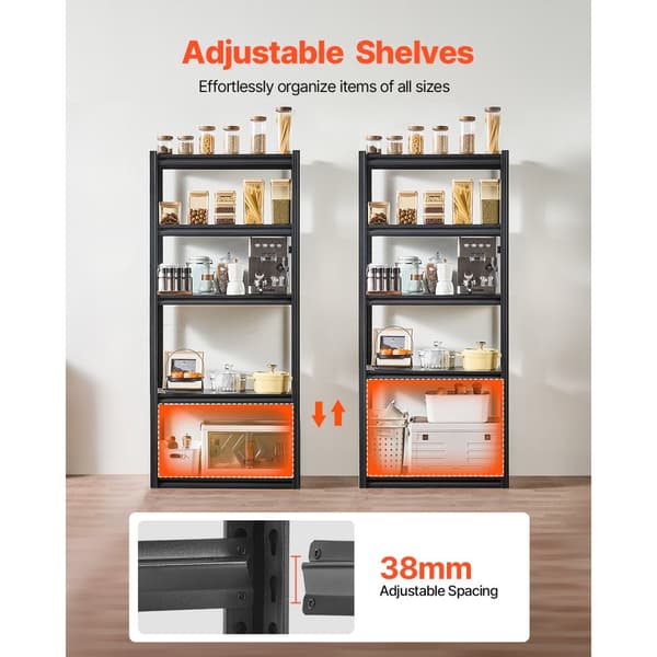 Opbevaringshylder 40x81x182cm, 5-lags Garageopbevaring, Robust Konstruktion, Let Samling