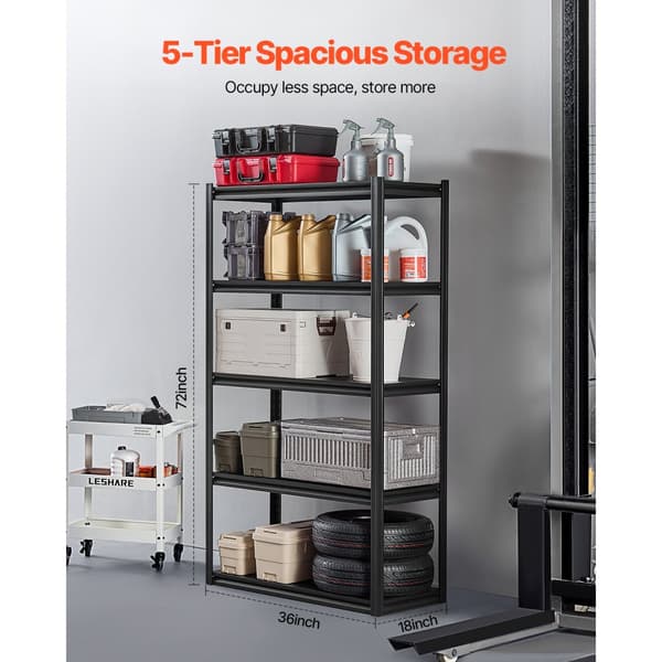 Opbevaringshylder 45x101x183cm, Garageopbevaringsreoler, 5-lags, Robust Design, Nem Monteringsproces