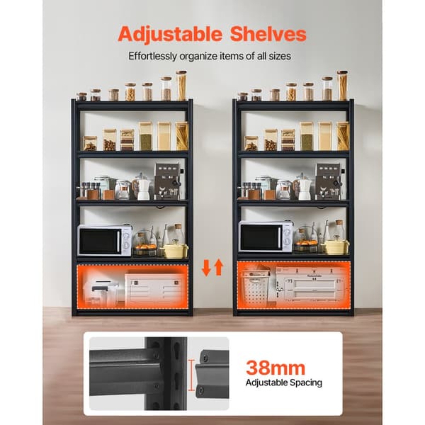 Opbevaringshylder 45x101x183cm, Garageopbevaringsreoler, 5-lags, Robust Design, Nem Monteringsproces