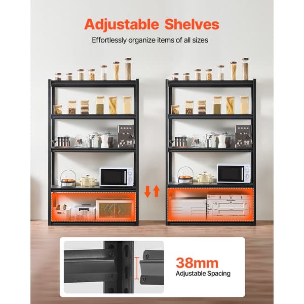 Opbevaringshylder 18 D x 48 B x 78 H, 5-niveauer Garageopbevaringsreoler, Robust Konstruktion