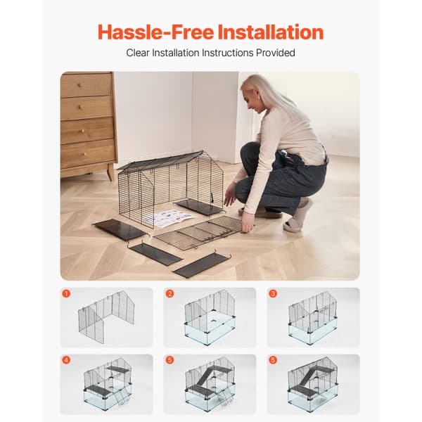 Trådbure til hamstere, 22.8 tommer habitat, gnaver gerbil smådyrshus, holdbart design, nem opsætning