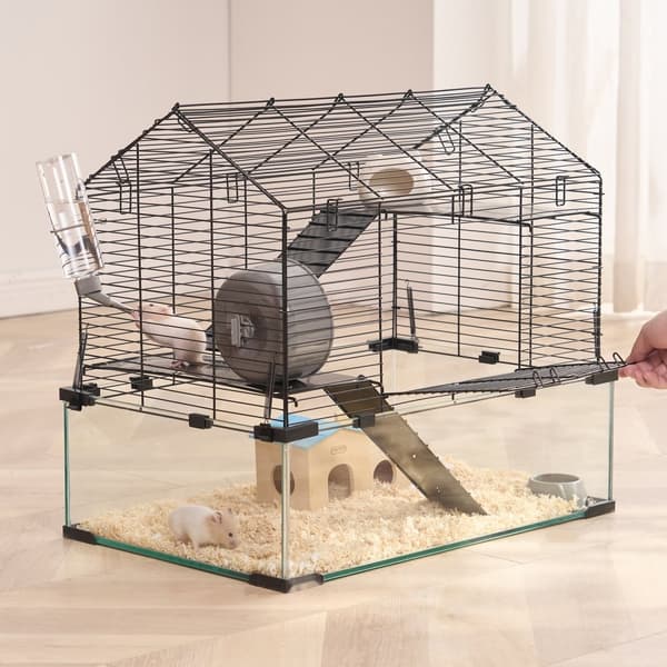 Trådbure til hamstere, 22.8 tommer habitat, gnaver gerbil smådyrshus, holdbart design, nem opsætning