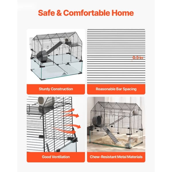 Trådbure til hamstere, 22.8 tommer habitat, gnaver gerbil smådyrshus, holdbart design, nem opsætning