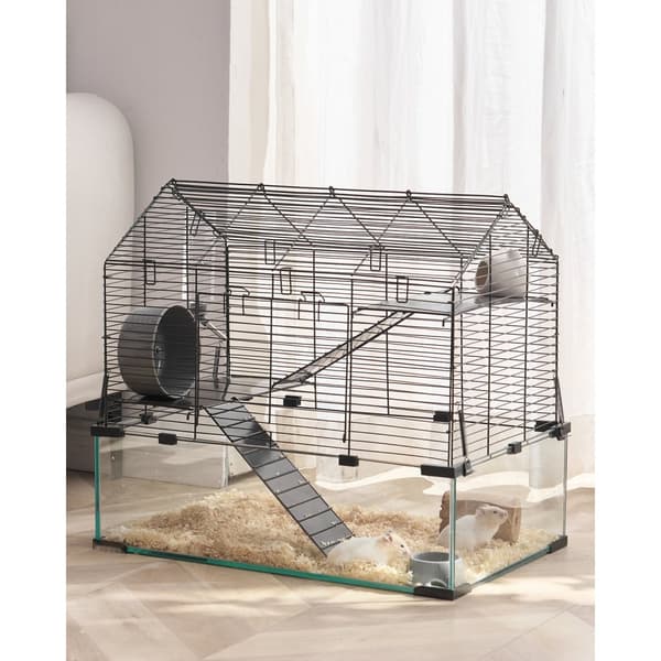 Trådbure til hamstere, 22.8 tommer habitat, gnaver gerbil smådyrshus, holdbart design, nem opsætning