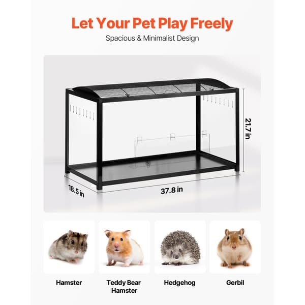 Hamsterbur Habitat 37,8 tommer, gnaver-gerbil-mus smådyrshus, klar og robust struktur