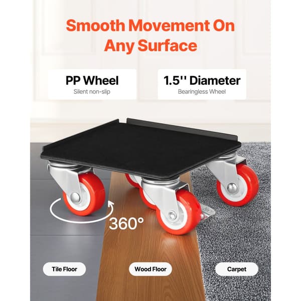 Möbelflyttare, Furniture Dolly Heavy Duty, 5 hjul, 1200 lbs kapacitet