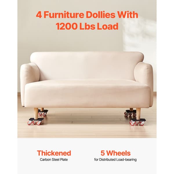 Möbelflyttare, Furniture Dolly Heavy Duty, 5 hjul, 1200 lbs kapacitet