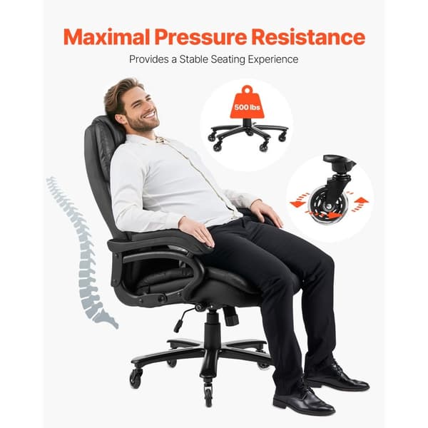 Direktørstol, Executive High Back Office Chair, Knop-Kontrol Lændestøtte, Sort