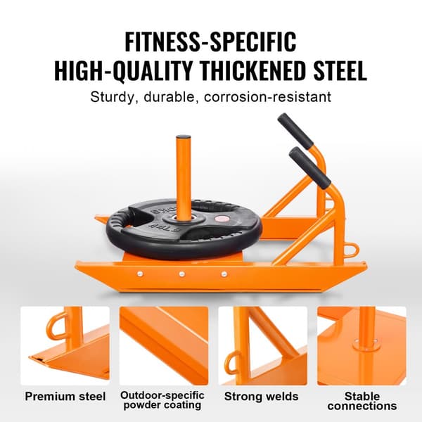 Brugsklar Fitness Træningsslæde, Vægt Power Pull Push Sled, Med Styrke og Hastighed, Farve: Orange