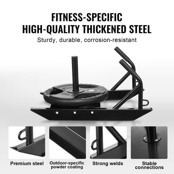Träningssläde Vikt Power Pull Push, Fitness Hastighet Styrka, Svart Färg