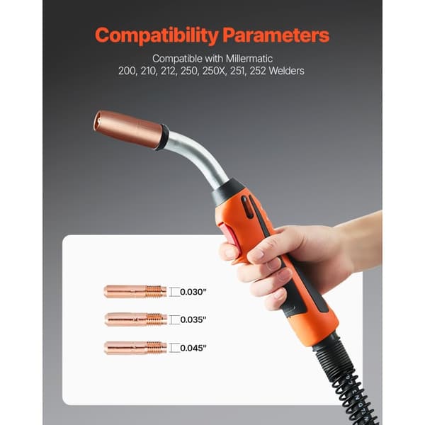 250Amp Mig svejsepistol, 15FT kabel, Til 0,030, 0,035 & 0,045 ledninger