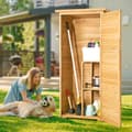 Miniatyrbild 8 av 11: Trä Förvaringsskjul för Utomhus, Vattentät Trädgårdsredskapsbod, Mått 31,5x63,8 Tum