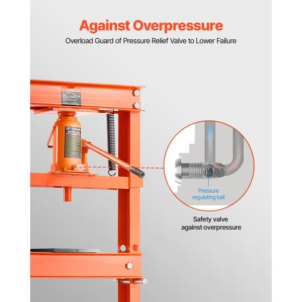 Hydraulisk Verkstadspress 20 T, med Pressplatta, för Bockning