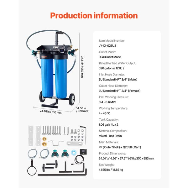 Spotless Deionizeret Vand System, Bilvask System, Integreret TDS-måler