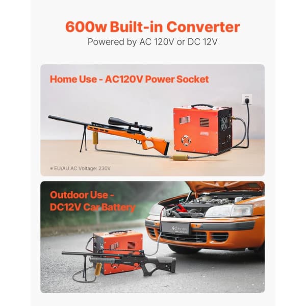 PCP luftkompressor 4500PSI, PCP Airgun Kompressor, med indbygget konverter