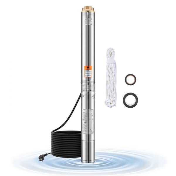 750W Dybbrøndspumpe, Rustfrit Stål Dykpumpe, 246ft Driftsdybde, 100L/min Vandkapacitet