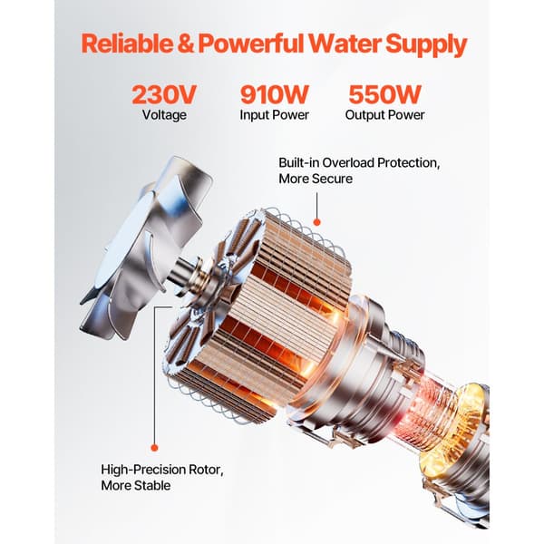 Dränkbar Pump 550W, Djup Brunn i Rostfritt Stål, Vattenpump 174 Fot 100L/Min