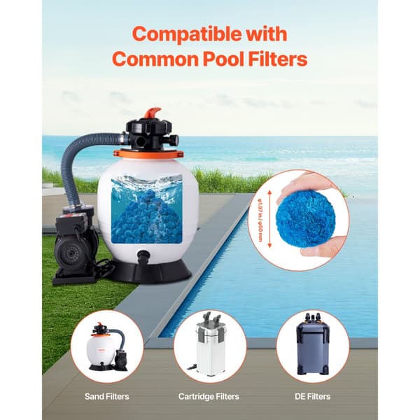 Poolfilterkugler til sandfilterpumpe, Svømmebassin, 3,1 lbs, Genanvendelig, Blå