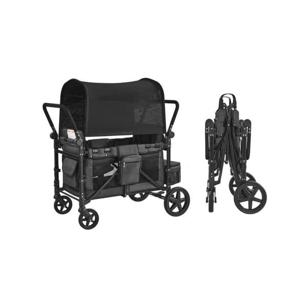 Vogn Klapvogn til 4 Børn, Push Pull Quad, Sammenklappelig, Ideel til Camping