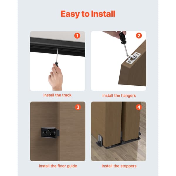Bypass-dörrutrustning 4ft, skenset för 2-dörrsskåp, Bypass Closet Door Track Kit