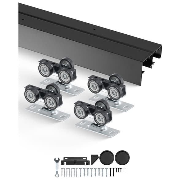 Bypass-dörrutrustning 4ft, skenset för 2-dörrsskåp, Bypass Closet Door Track Kit