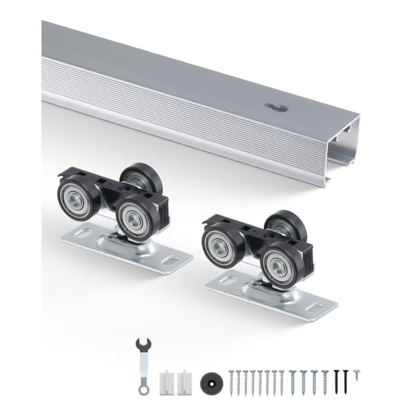 Lommedørsskinne Kit 5 ft, Tungt Duty Lommedør Hardware Kit, 3 hjul