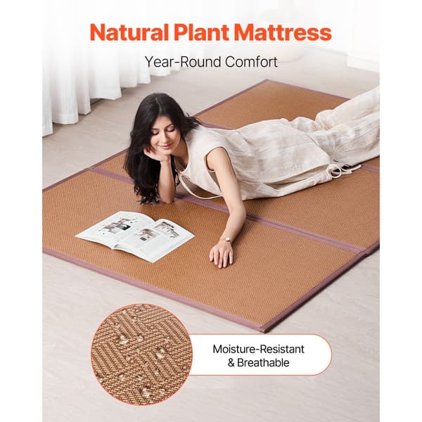 Japansk Tatami-måtte 80x55, Sammenfoldelig Tatami-madras, Naturlig Rattan, Komfortabel og Bærbar