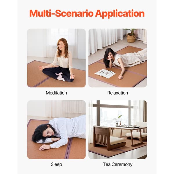 Japansk Tatami-måtte 80x55, Sammenfoldelig Tatami-madras, Naturlig Rattan, Komfortabel og Bærbar