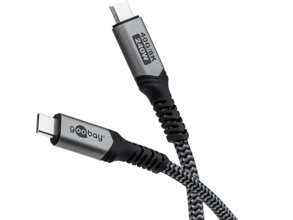 Kabel USB-C™ z tekstylną osłoną, USB4™, 240 W, 40 Gbit/s, Power Delivery, 1 m - Długość kabla 1 m